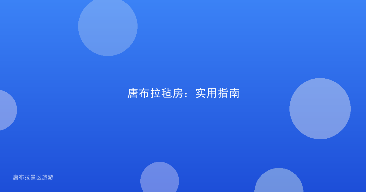 唐布拉毡房：实用指南