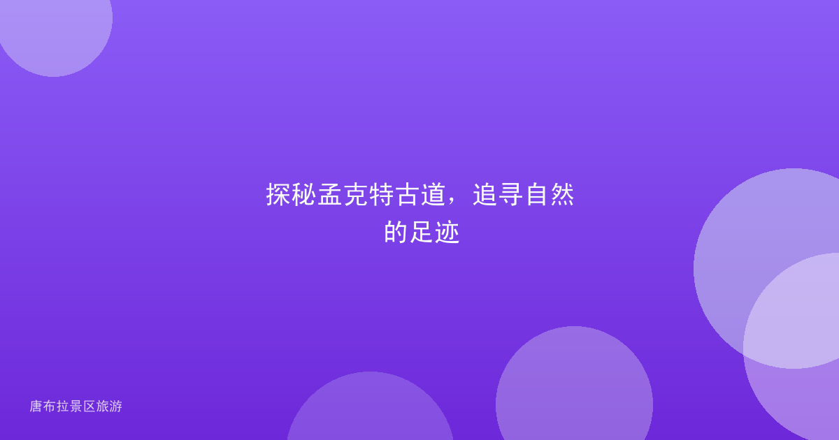 探秘孟克特古道，追寻自然的足迹
