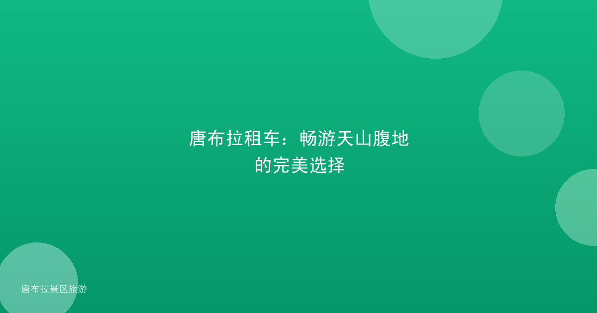 唐布拉租车：畅游天山腹地的完美选择