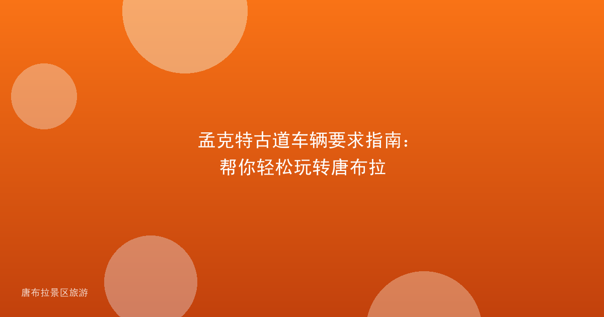 孟克特古道车辆要求指南:帮你轻松玩转唐布拉