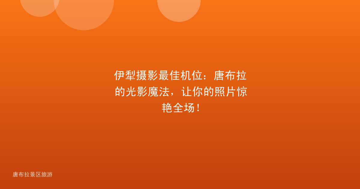 伊犁摄影最佳机位：唐布拉的光影魔法，让你的照片惊艳全场！