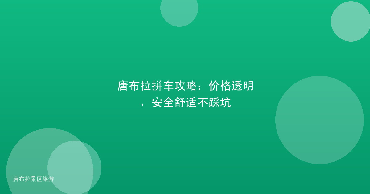 唐布拉拼车攻略：价格透明，安全舒适不踩坑