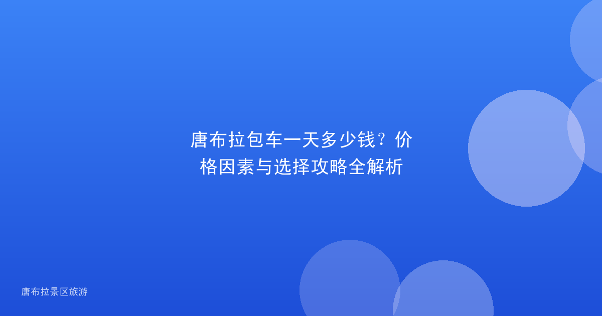 唐布拉包车一天多少钱？价格因素与选择攻略全解析